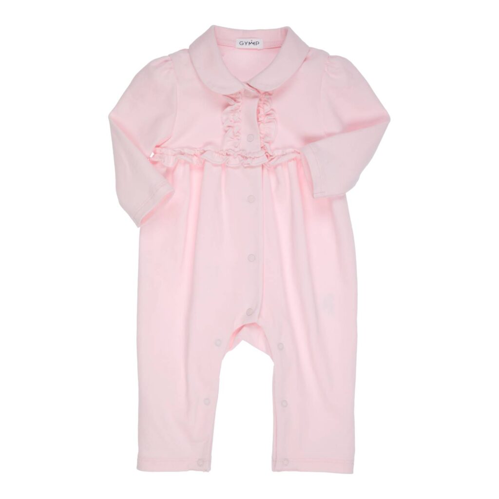 GYMP Boxpakje Aerodoux Lichtroze – Zacht en Stijlvol Kruippakje met Kraag en Ruches