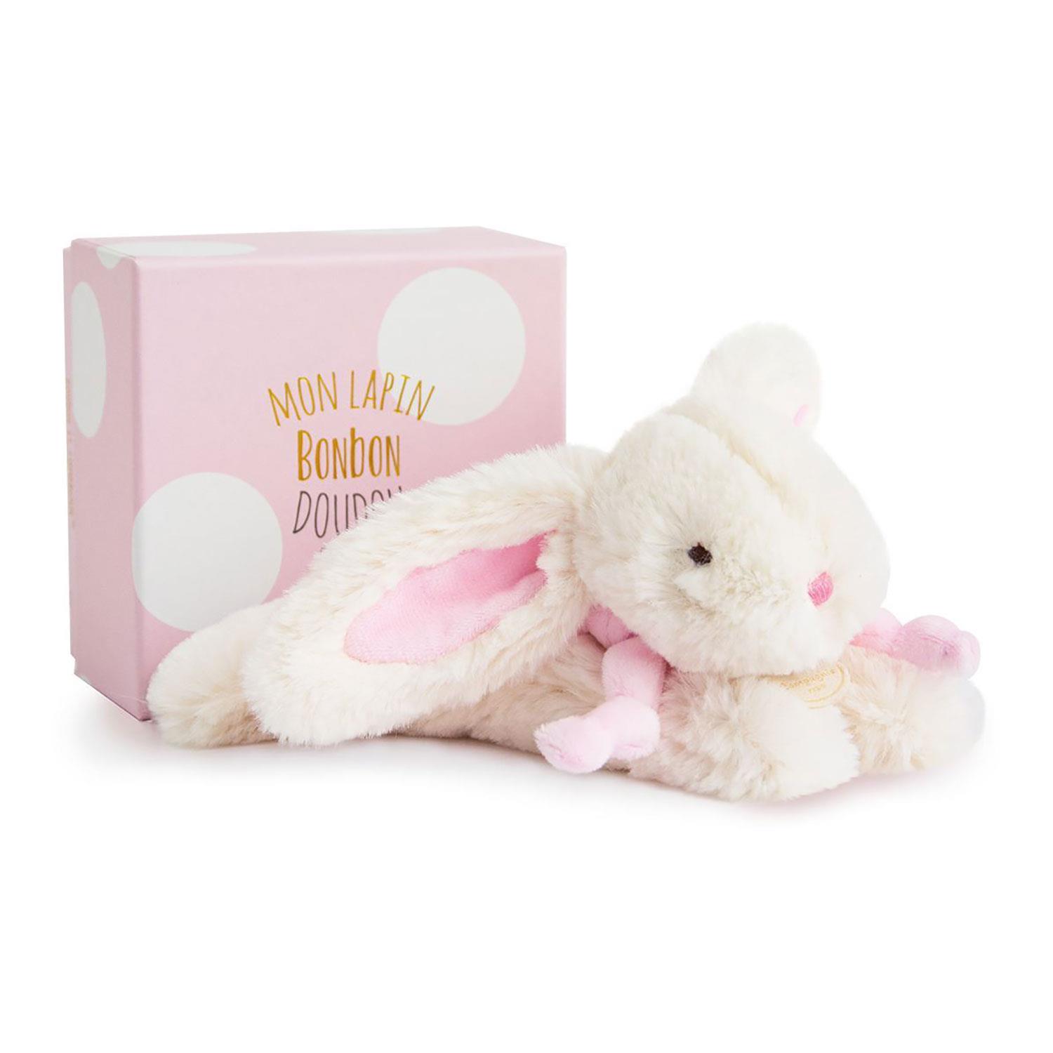 Doudou et Compagnie Knuffelkonijn Bonbon Roze 20 cm – Zachte Knuffel voor Baby's