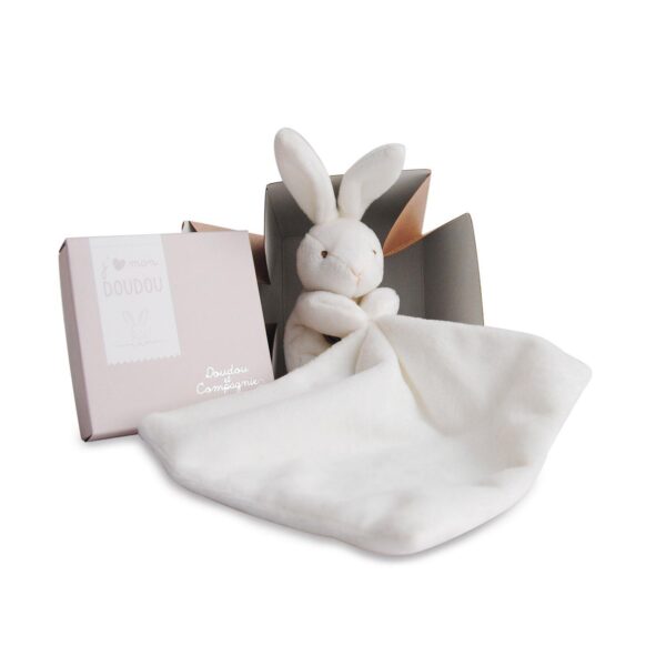 Doudou et Compagnie Ecru Konijn Knuffeldoekje 10 cm – Knuffelvriendje voor Baby's in Prachtige Geschenkdoos