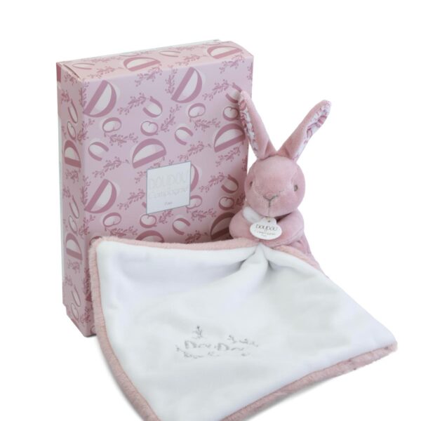 Doudou et Compagnie Roze Konijnen Knuffeldoekje 10 cm – Zachtheid en Elegantie voor Baby's