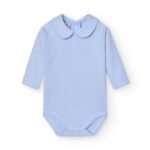 Babidu lange mouw romper met kraag lichtblauw – 100% katoen – comfortabele basic.