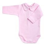 Babidu lange mouw romper met kraag roze – 100% katoen – comfortabele basic.