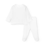 Babidu newborn set crème – longsleeve shirt met voetlegging – 100% katoen – maat Newborn.