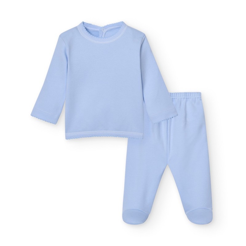 Babidu newborn set lichtblauw – longsleeve shirt met voetlegging