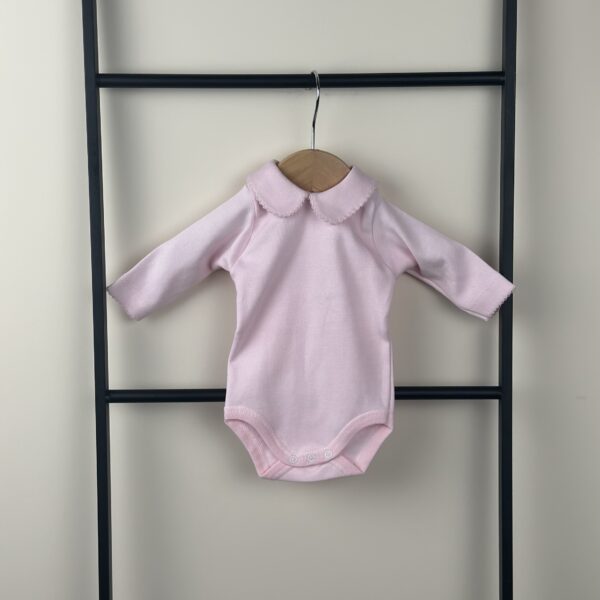 Babidu - Lange mouw romper met kraag roze