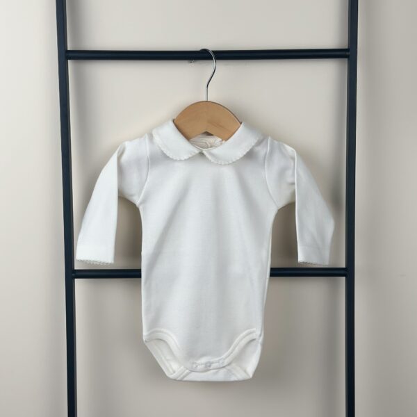 Babidu - Lange mouw romper met kraag beige