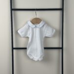 Babidu - Korte mouw romper met piqué kraag blauw