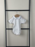 Babidu - Korte mouw romper met piqué kraag blauw