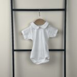 Babidu - Korte mouw romper met piqué kraag beige