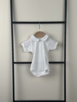 Babidu - Korte mouw romper met piqué kraag beige