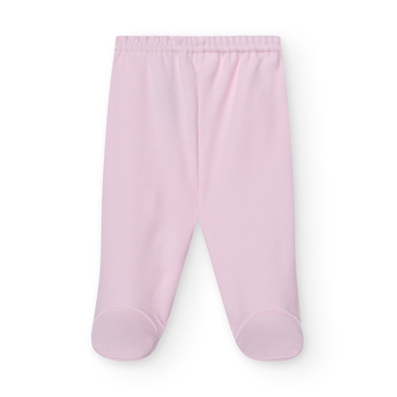 Babidu voetlegging roze – zachte babybroek met voetjes – 100% katoen – comfortabele basic.