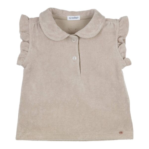 Gymp - Polo Ido Beige Badstof met Ruffel Mouwtjes