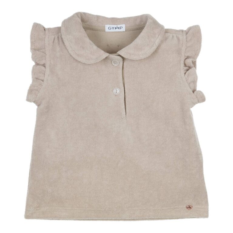 Gymp - Polo Ido Beige Badstof met Ruffel Mouwtjes