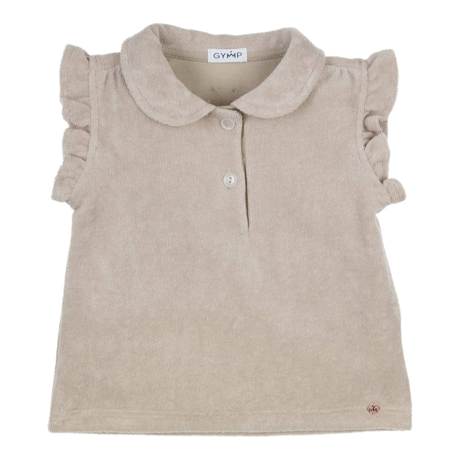 Gymp - Polo Ido Beige Badstof met Ruffel Mouwtjes