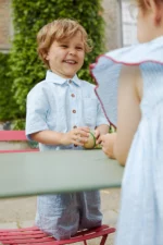 Copenhagen Colors - Korte Mouwen Blouse Strepen Blauw - Afbeelding 2