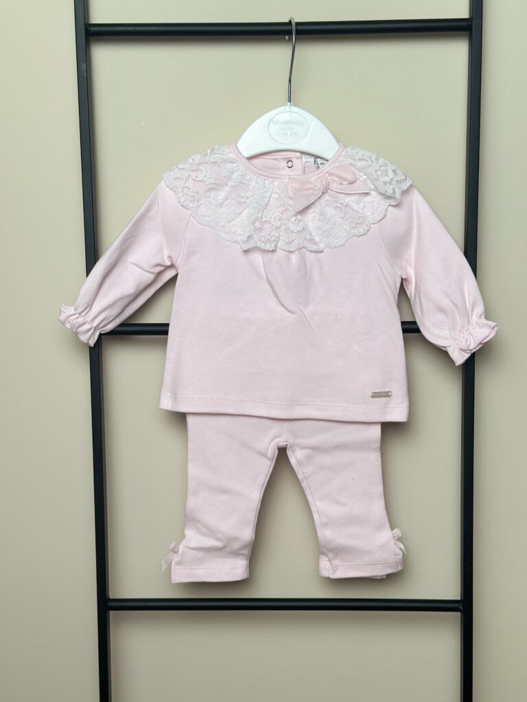 Blues Baby - 2-delige Set Roze Kante Kraag